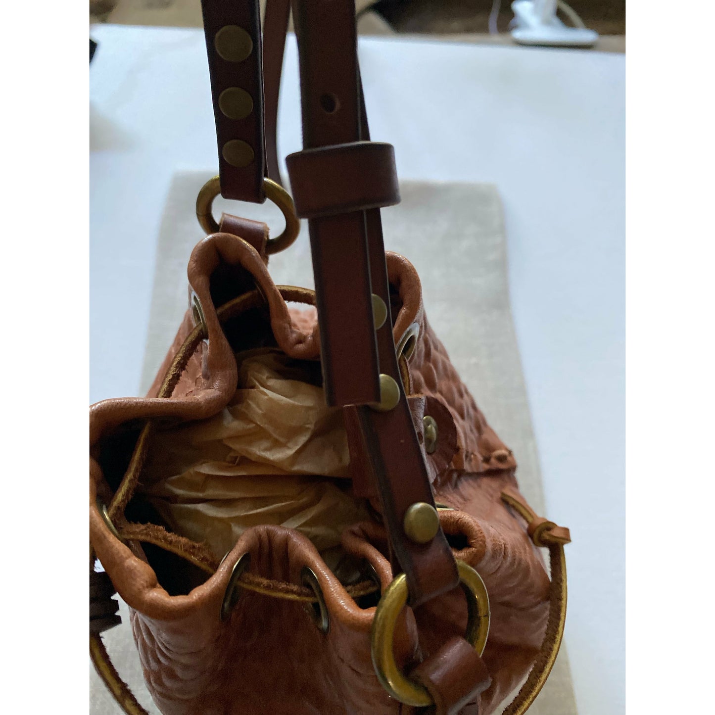 Bucket leather Bag art, Brown, California, Classic, Coastal, custom, Handmade, unique Chaio Leather Goods -Handbag & Wallet Accessories