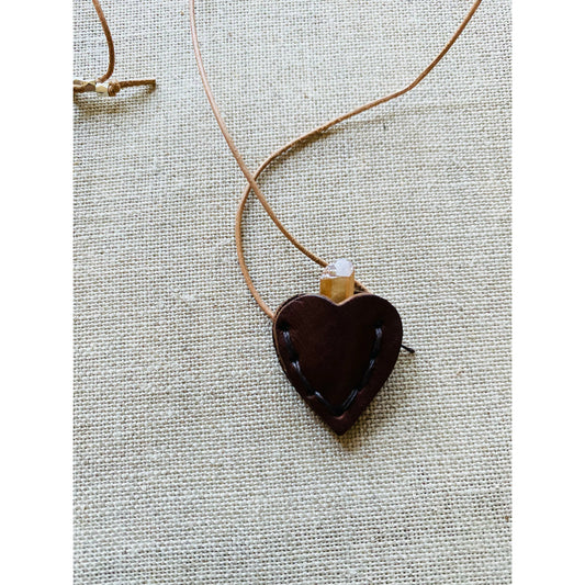 Leather totem necklace with tangerine stone  The Merchant Studio LLC -